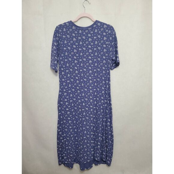 Duluth Trading Free Range Organic Cotton Microfloral Tee Shirt Dress Midi Maxi - Picture 5 of 6